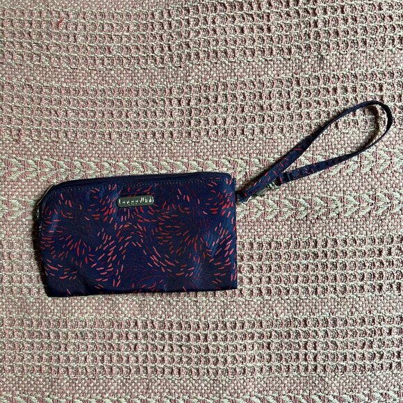 Baggallini RFID blocking blue and red print wristlet - Picture 1 of 4
